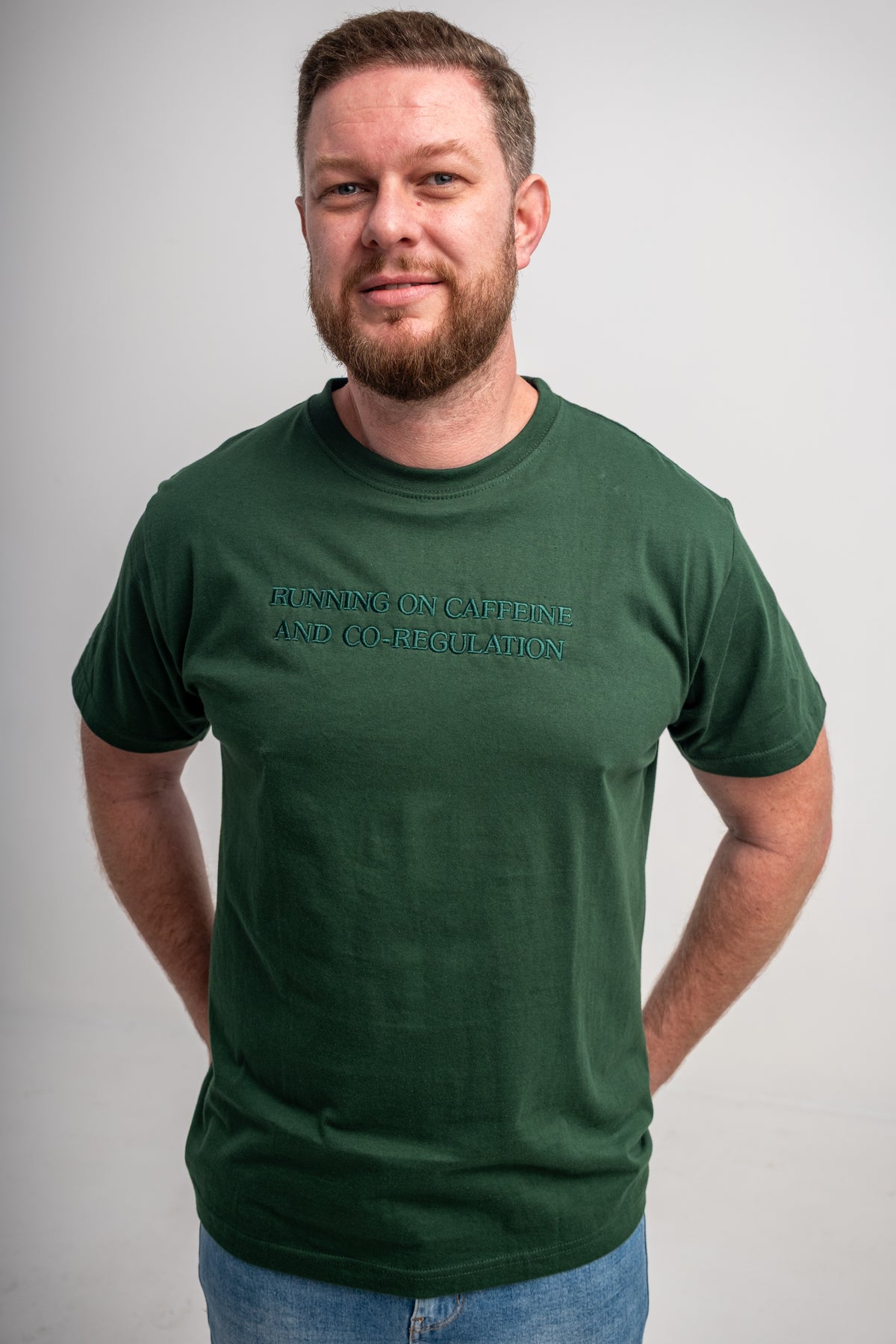 Running on Caffeine and Co-Regulation T-Shirt - BOTTLE GREEN