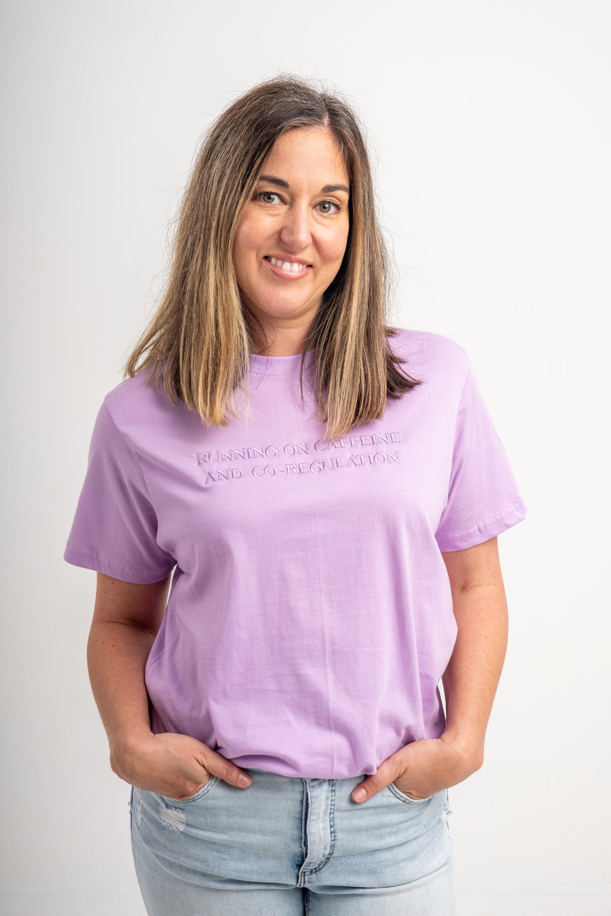 Running on Caffeine and Co-Regulation T-Shirt - LILAC