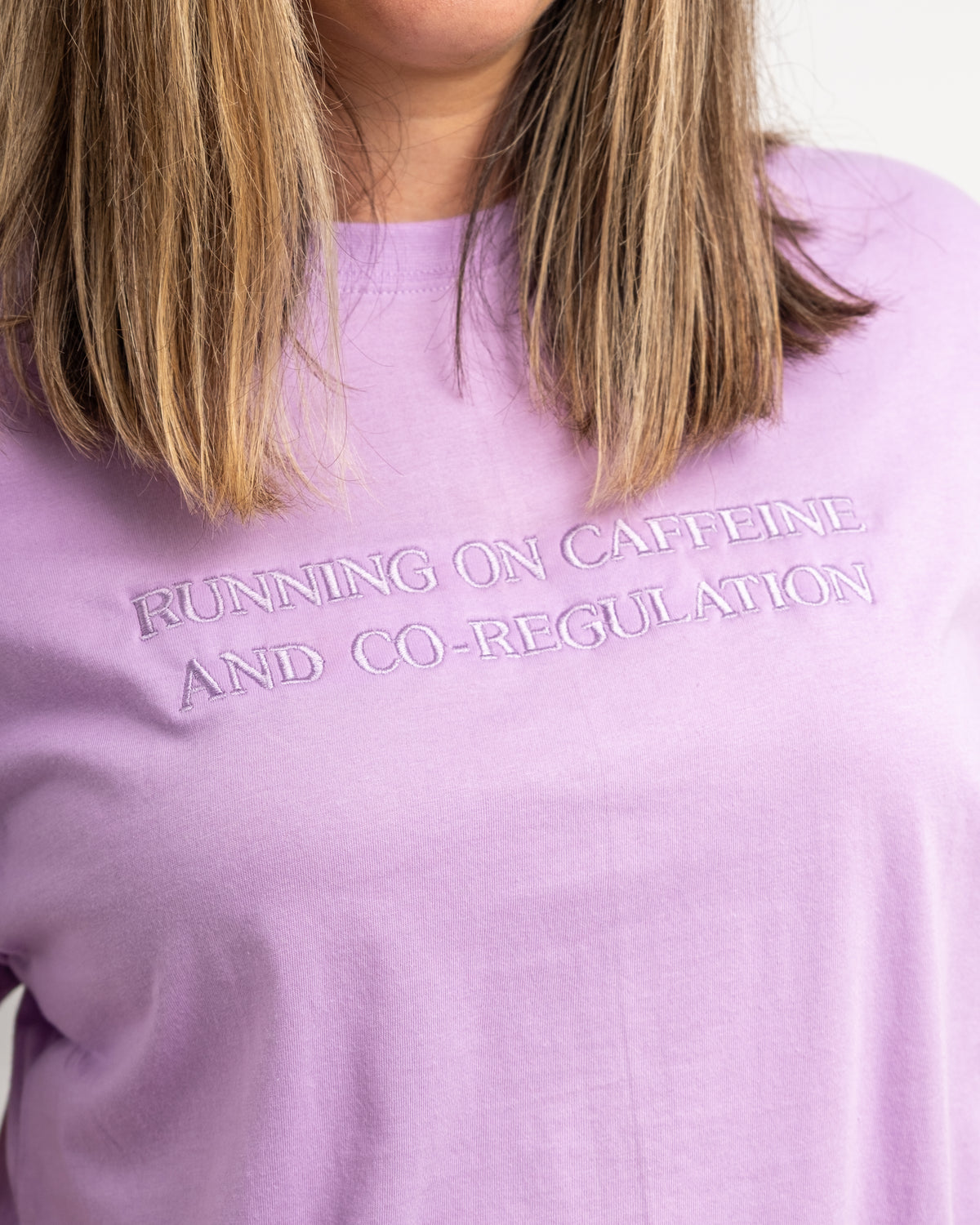 Running on Caffeine and Co-Regulation T-Shirt - LILAC
